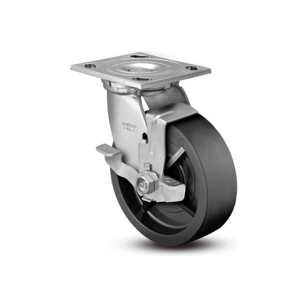 Colson 4 Series Swivel Plate Caster 4.04109.839 BRK7 Polyolefin Top Lock Brake 4" Dia. 500 Lb.